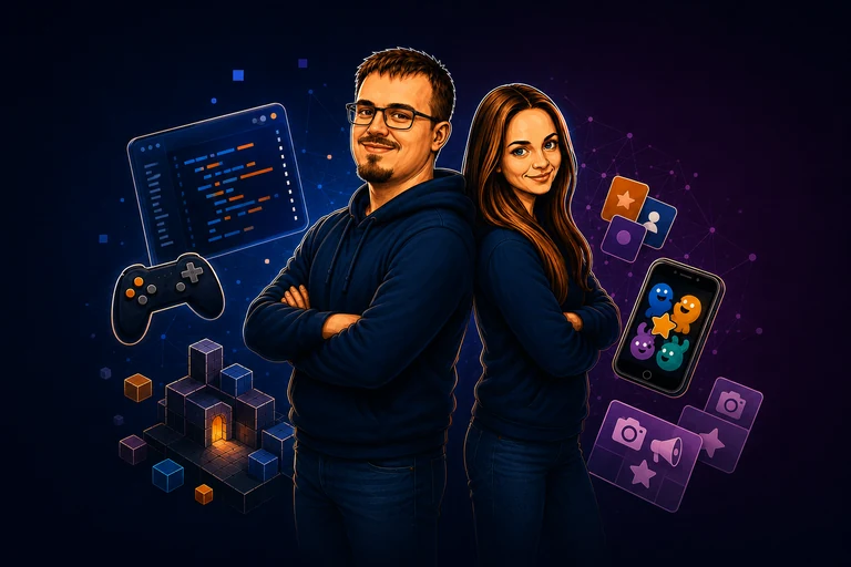 Andy and Nata, making games and tools together.