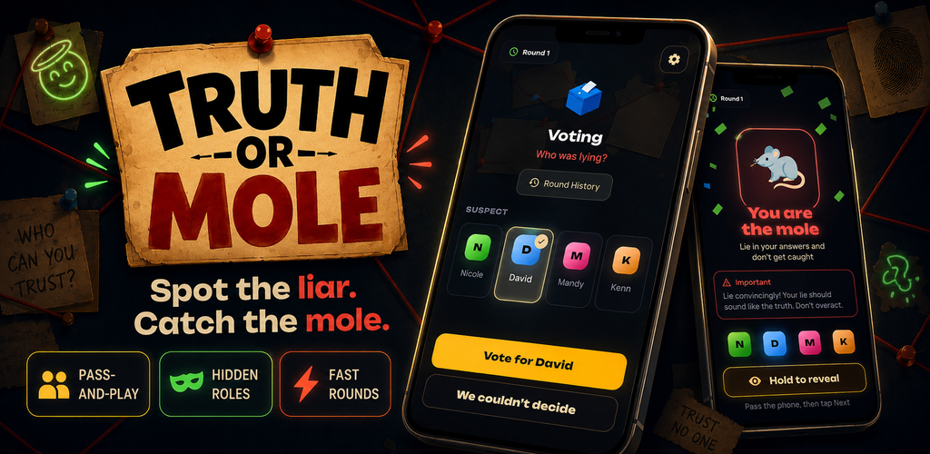 Truth or Mole Google Play Feature Graphic