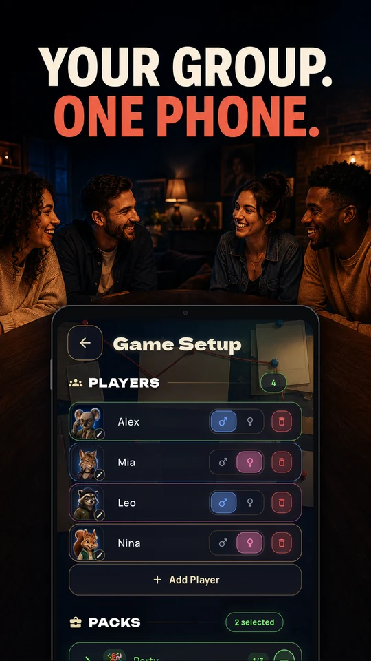 Player setup for a shared-device game